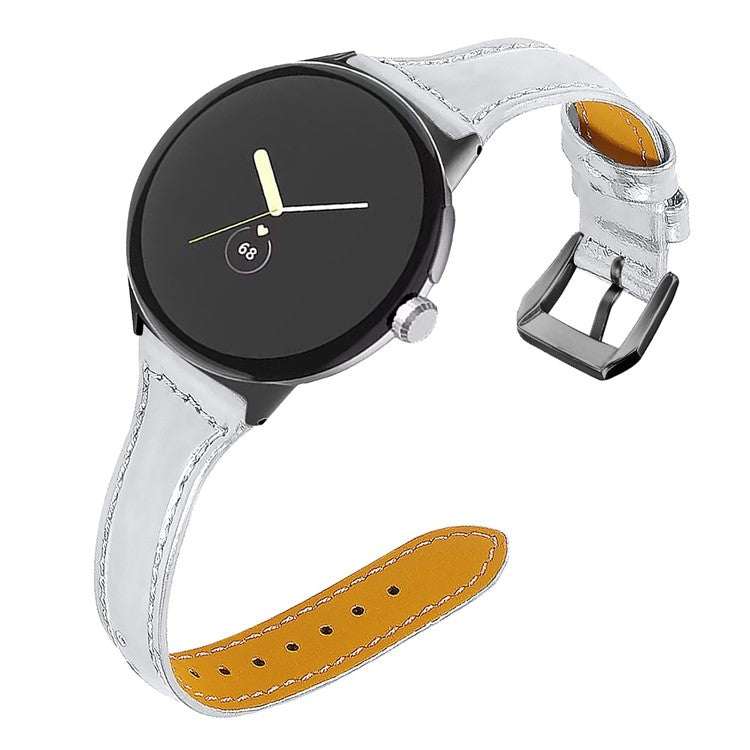Slim leather watch strap for Google Pixel® Model 1 in pale color, stylish and durable.