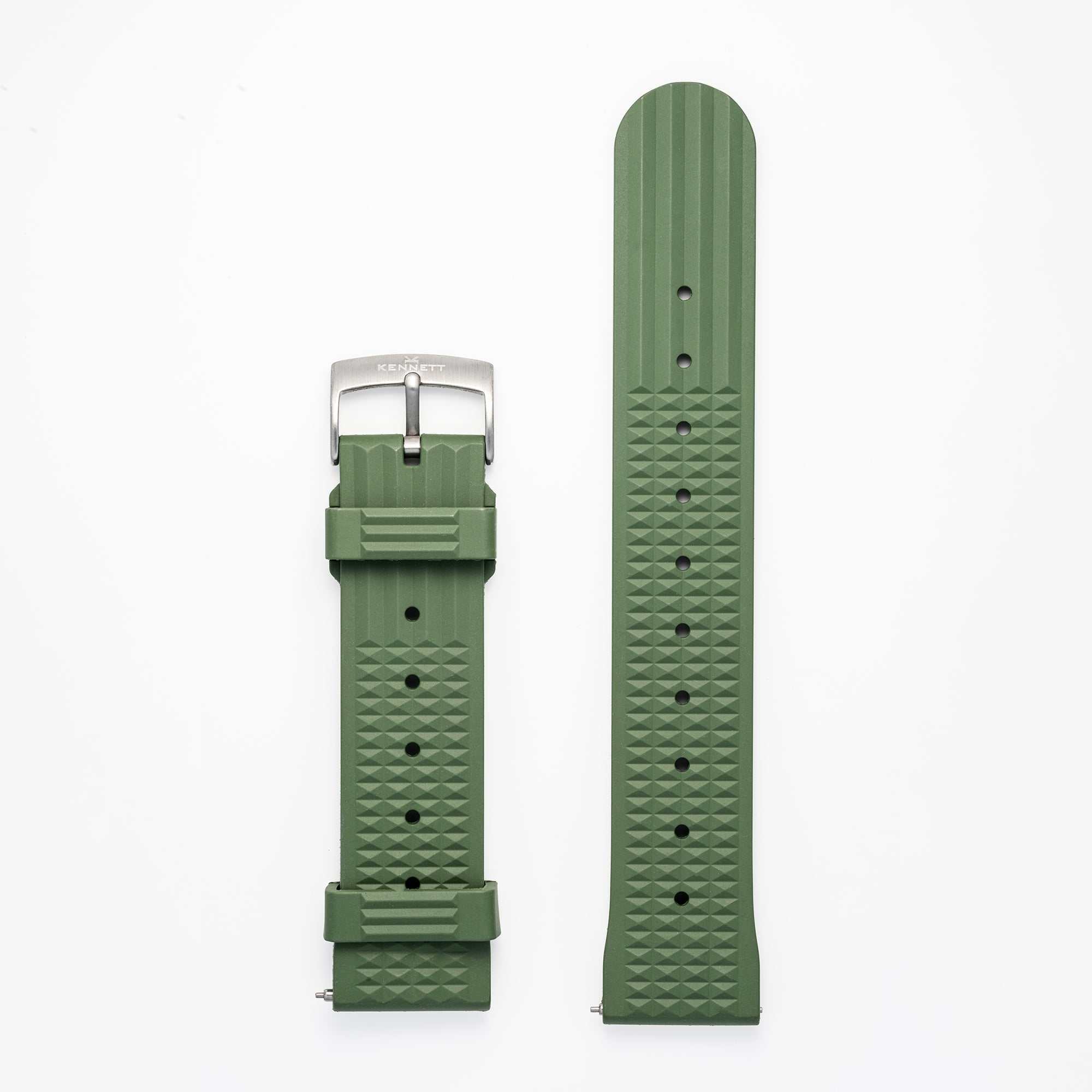 Kennett FKM Rubber Watch Strap with Stainless Steel Buckle - 22mm Green
