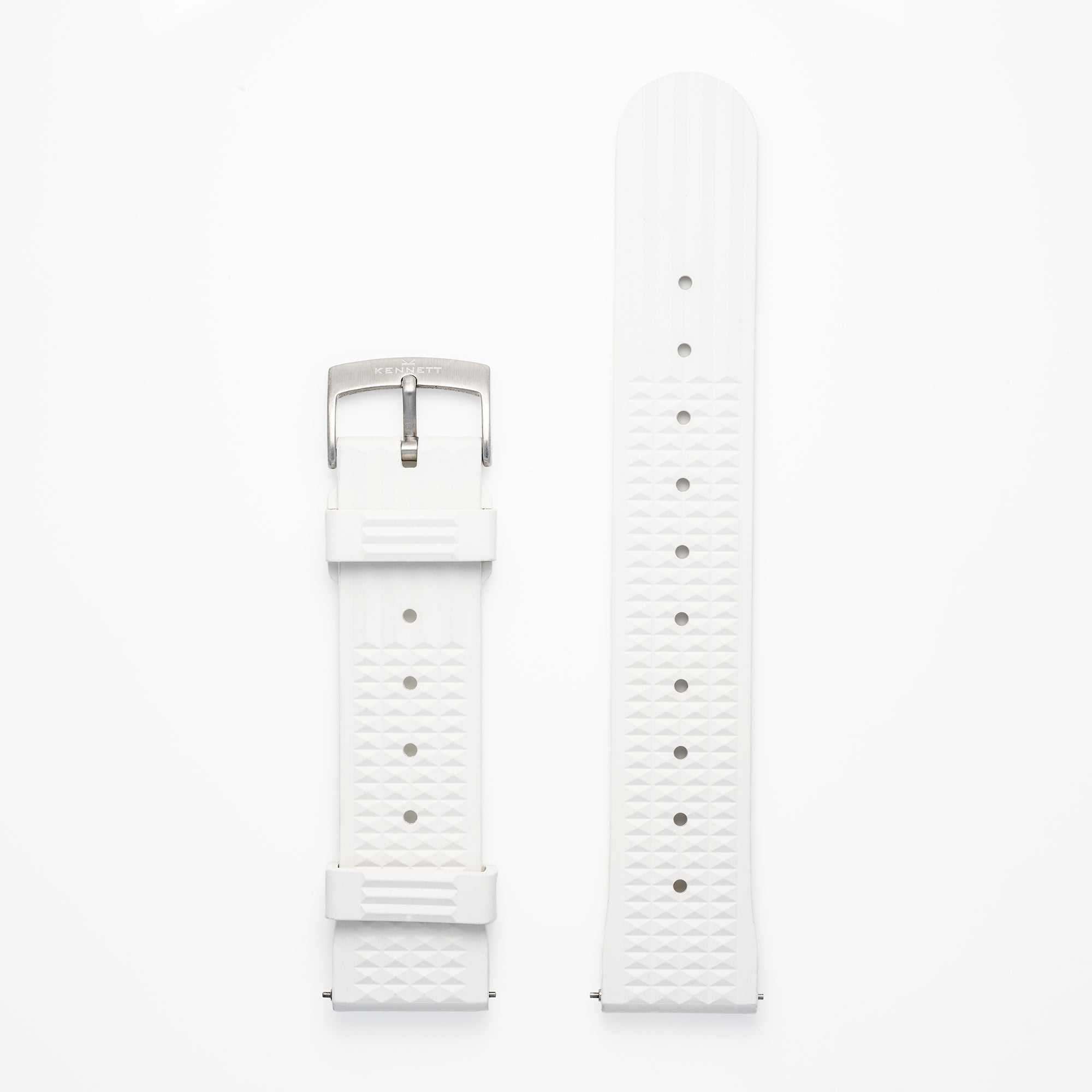 Kennett FKM Rubber Watch Strap with Stainless Steel Buckle - 22mm White