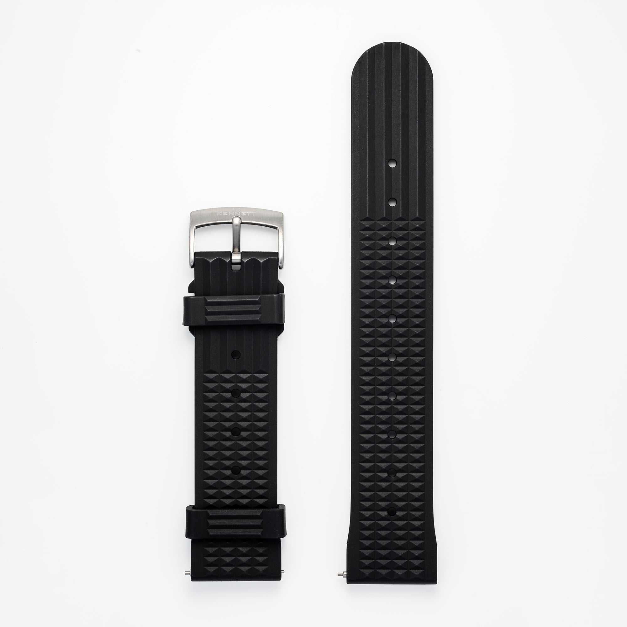 Kennett FKM Rubber Watch Strap with Stainless Steel Buckle - 22mm black