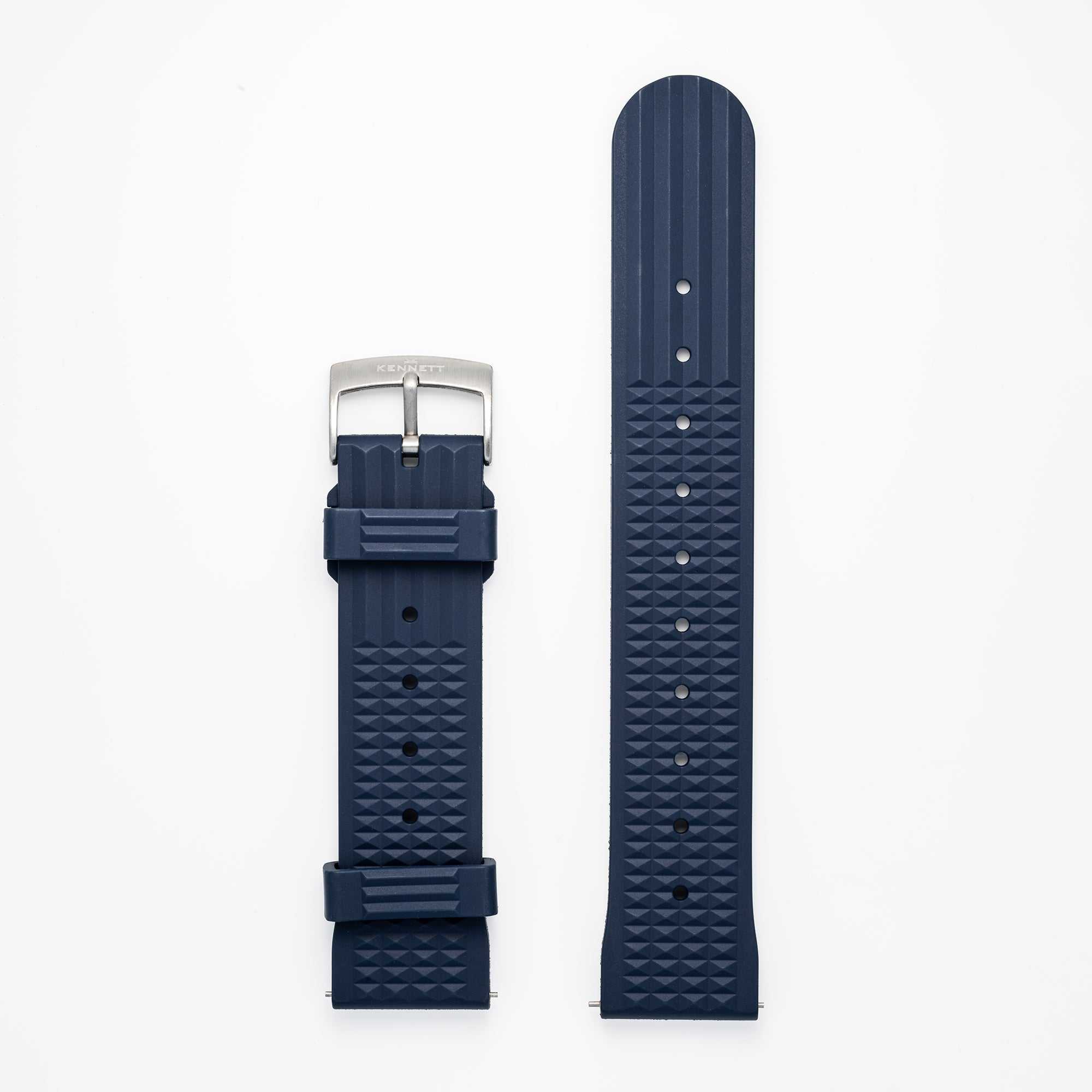 Kennett FKM Rubber Watch Strap with Stainless Steel Buckle - 22mm blue