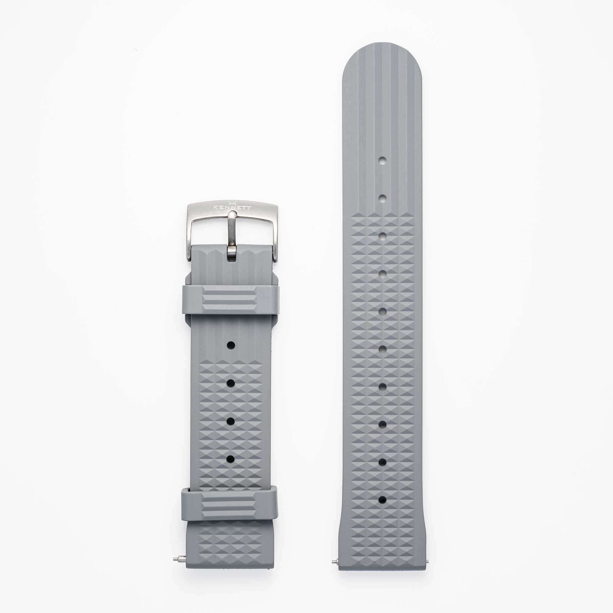 Kennett FKM Rubber Watch Strap with Stainless Steel Buckle - 22mm grey