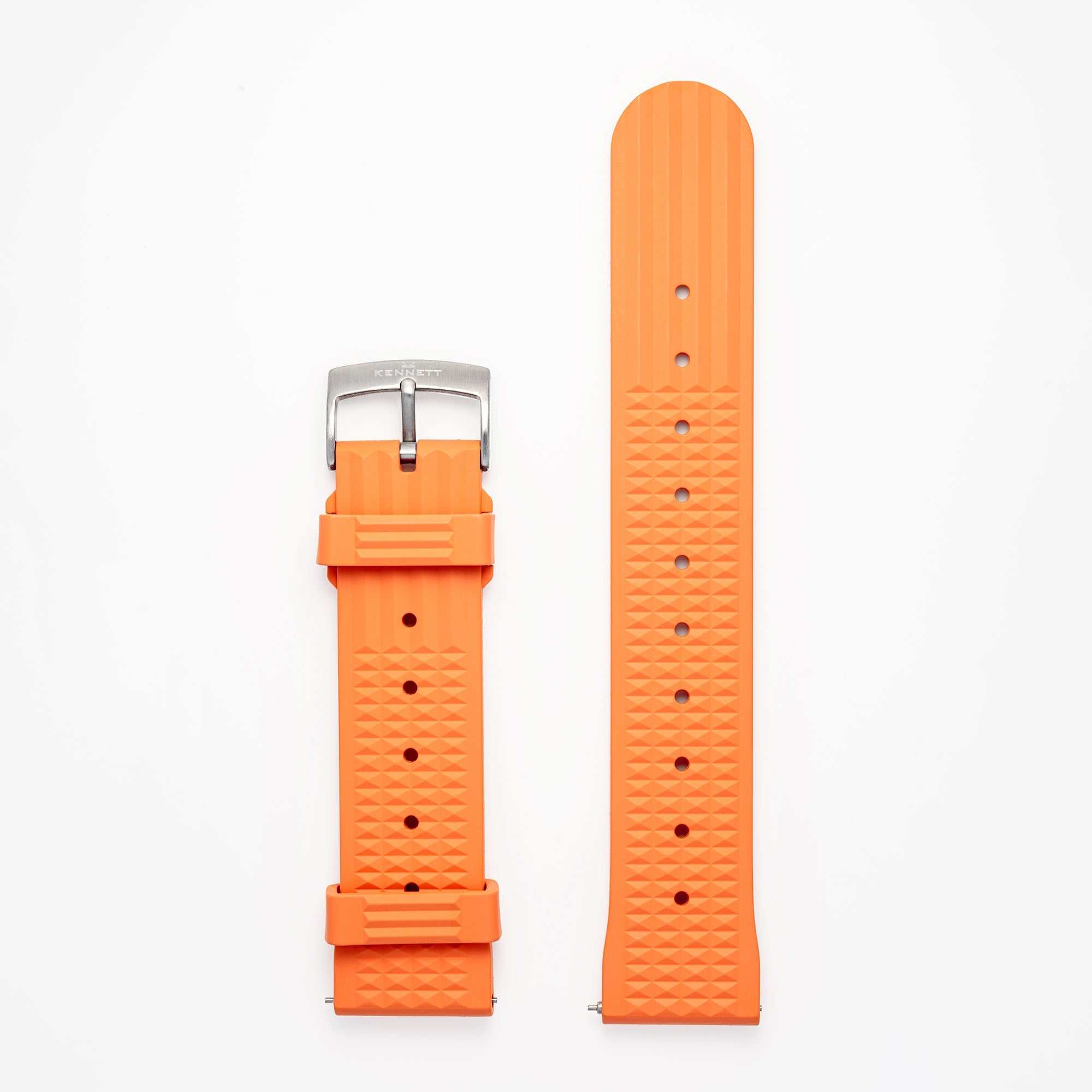 Kennett FKM Rubber Watch Strap with Stainless Steel Buckle - 22mm orange