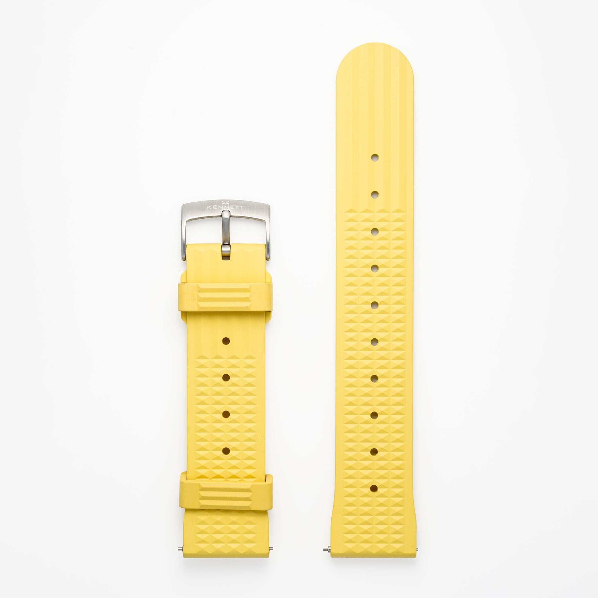 Kennett FKM Rubber Watch Strap with Stainless Steel Buckle - 22mm yellow