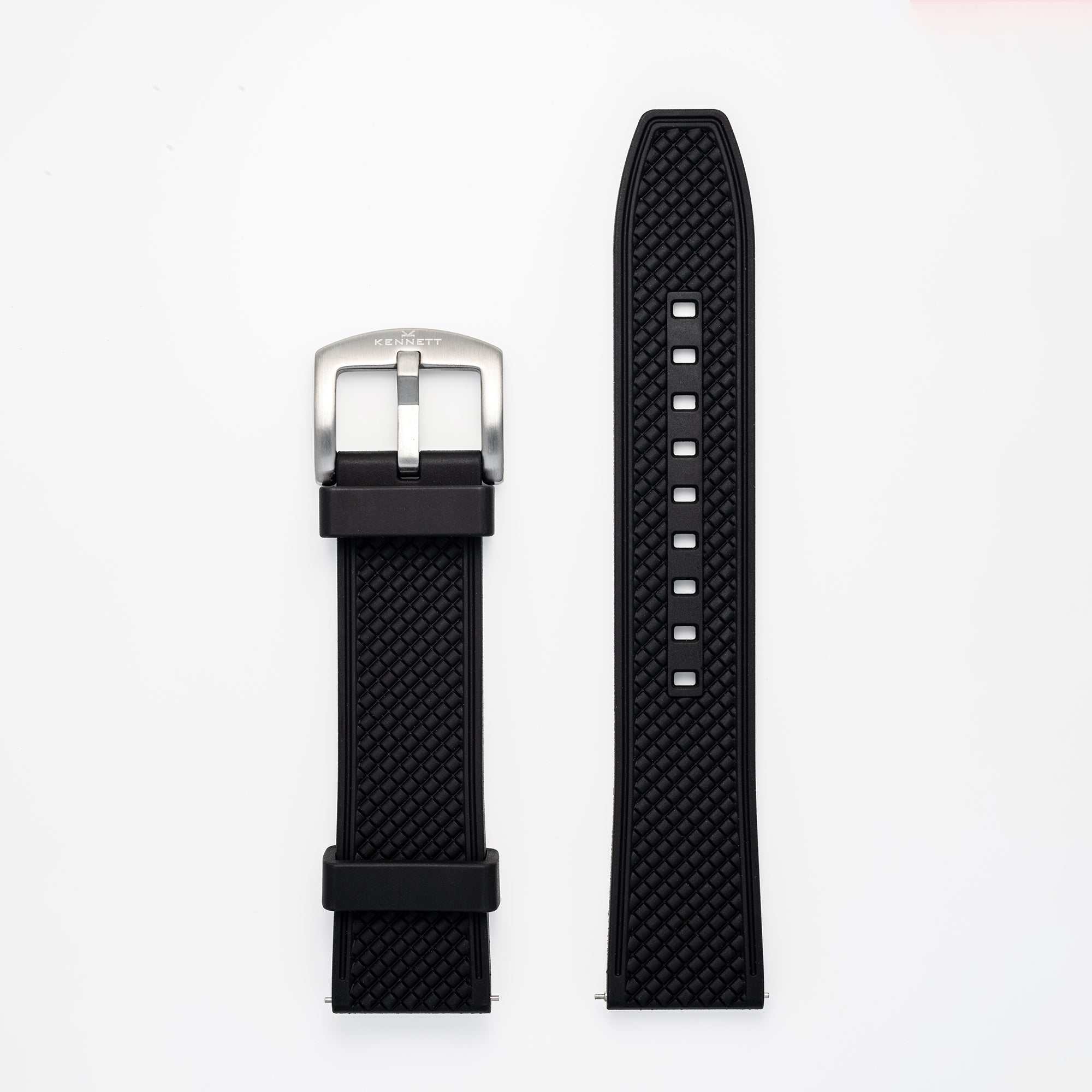 Kennett FKM Rubber Watch Strap with Stainless Steel Buckle black 22mm