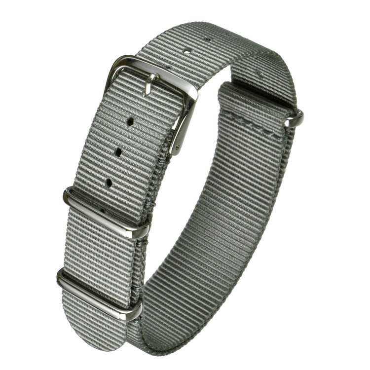 Durable military budget nylon watch strap with stainless-steel buckle.