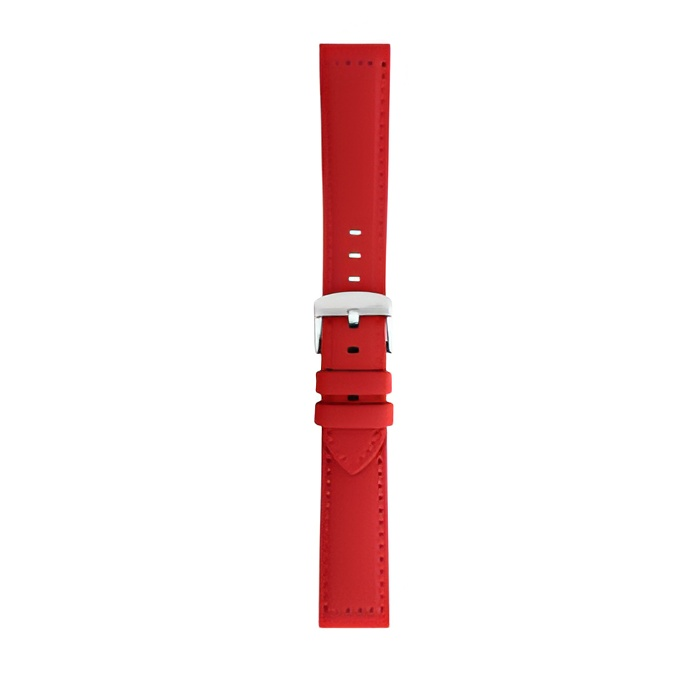 Red Morellato Capri recycled watch strap with stainless steel buckle.
