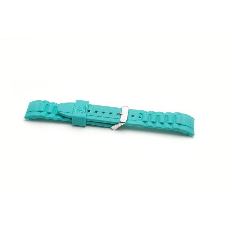 Teal silicone watch strap for Ice Watch, available in sizes 14mm, 17mm, 19mm, featuring durable, water-resistant design.
