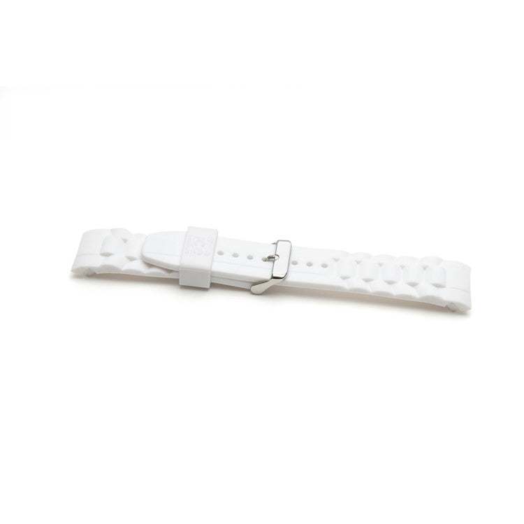 White silicone watch strap for Ice Watches, sizes 14mm, 17mm, 19mm, durable and water-resistant.