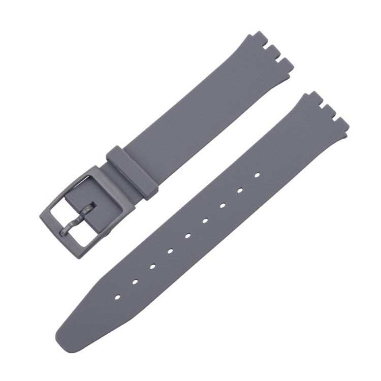 Gray compatible Swatch® watch strap featuring durable synthetic material.