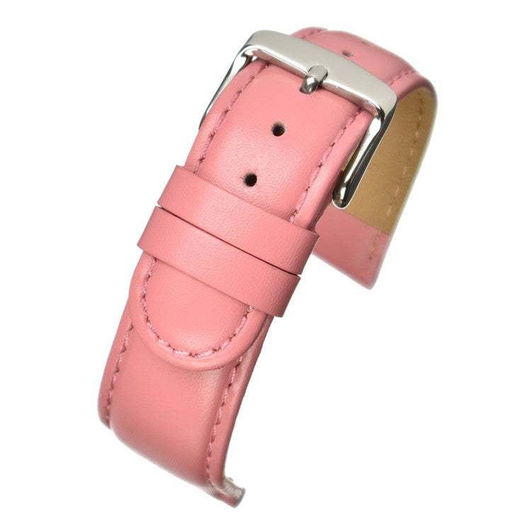 Padded stitched leather watch strap with nubuck lining and stainless steel buckle.