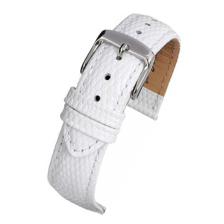 Padded lizard grain watch strap with nubuck lining in white, suitable for 12mm-18mm lug widths.