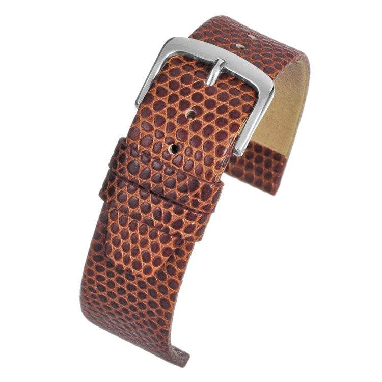 Flat Lizard Grain Watch Strap with Classic Design and Polished Buckle