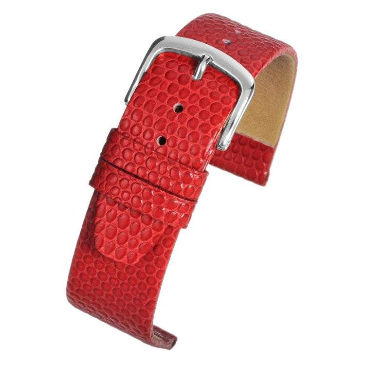 Flat Lizard Grain Watch Strap in vibrant red with classic texture and polished buckle.