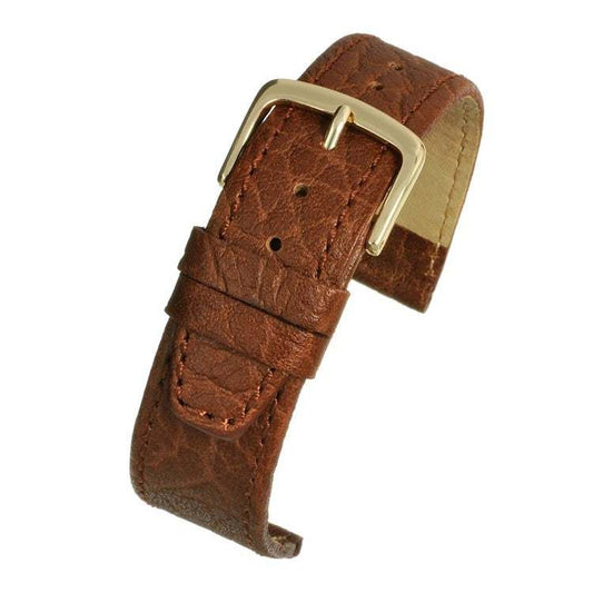 Buffalo embossed vegetable tanned leather watch strap with nubuck lining, durable and stylish.