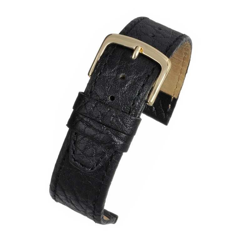 Premium vegetable tanned leather watch strap with buffalo embossing and nubuck lining.