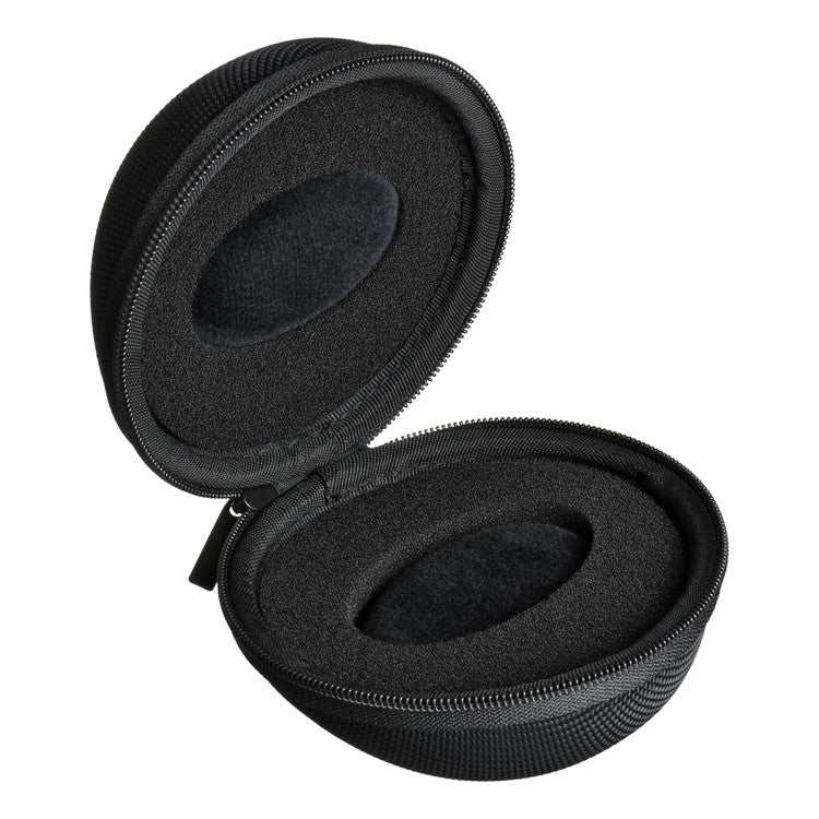 Round watch travel case with zip closure and foam inserts for durable protection.