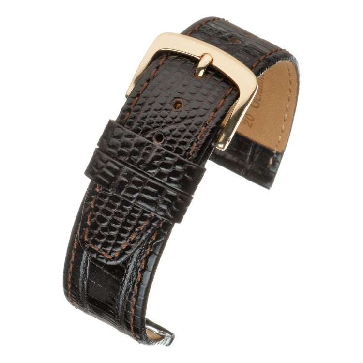 Teju Lizard Leather Watch Strap with asymmetrical pattern and nubuck lining, vintage design.