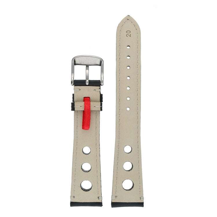 Rally Style Leather Watch Strap (18mm–22mm)