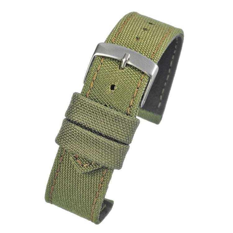 Durable canvas sports watch strap with color-matched stitching, available in sizes 18MM to 24MM.
