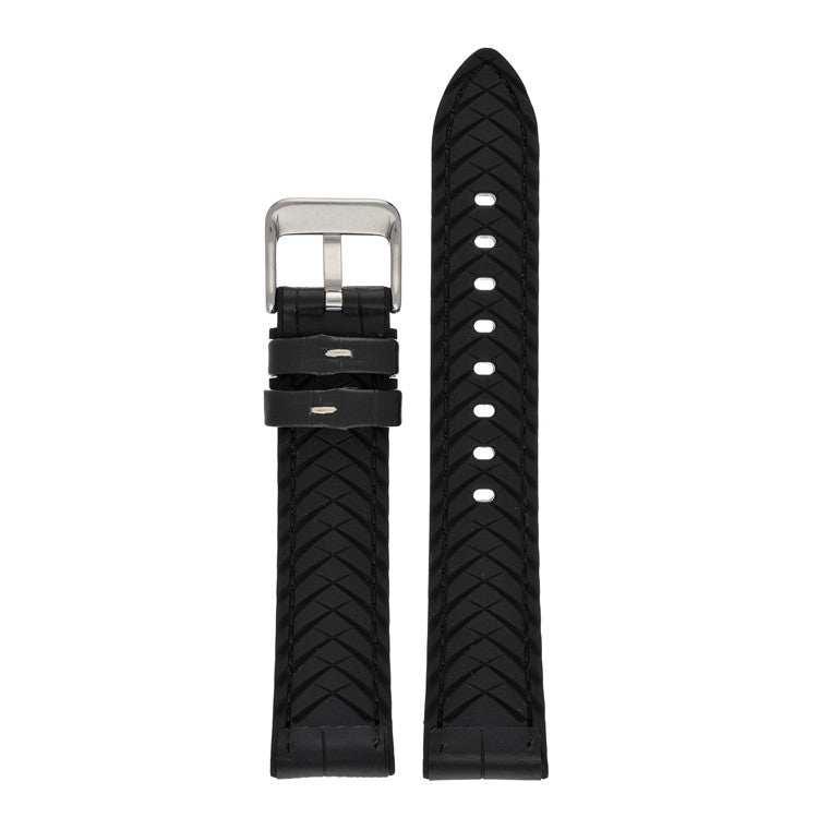 Active Alligator Grain Leather & Rubber Watch Strap