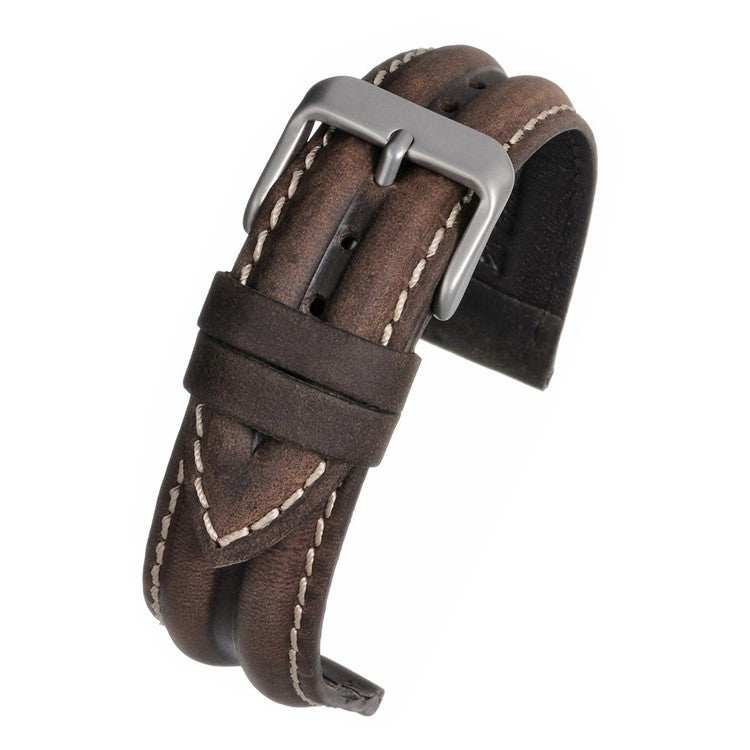 Double Ridge Leather Watch Strap (18mm–22mm)