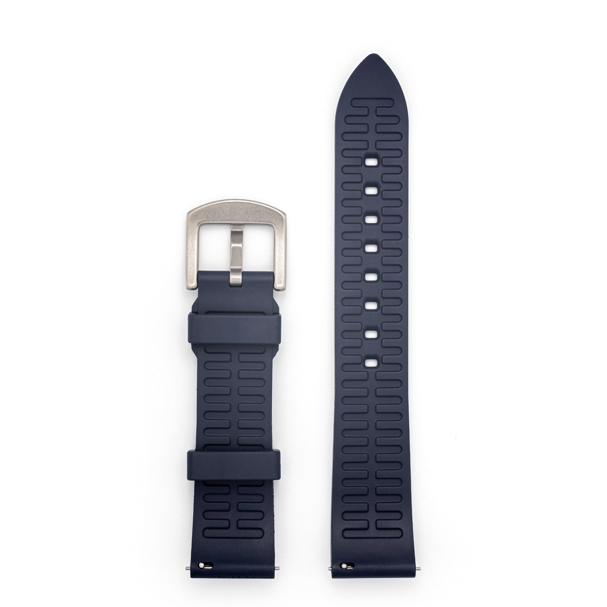 Navy Kennett FKM rubber strap with buckle clasp, 22mm width.