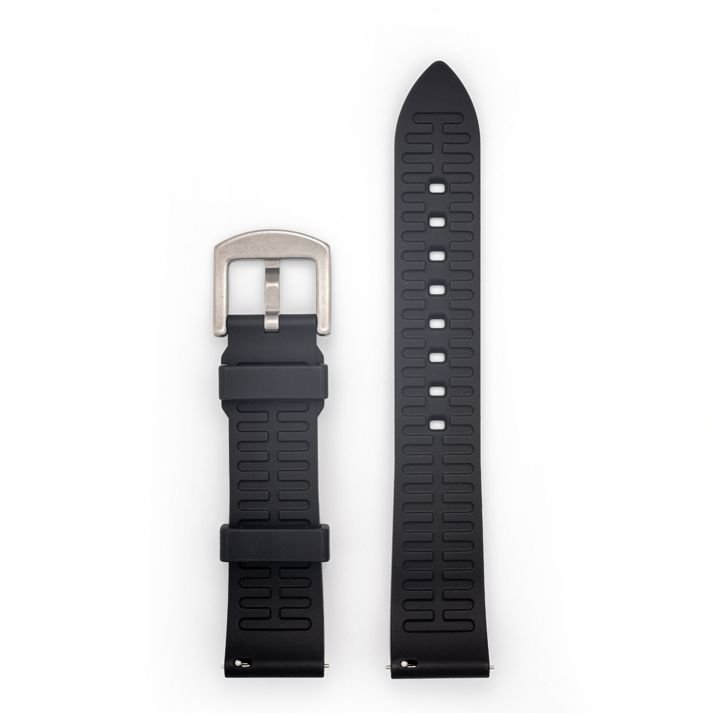 Black Kennett FKM rubber strap with quick release clip, 22mm width, buckle clasp.