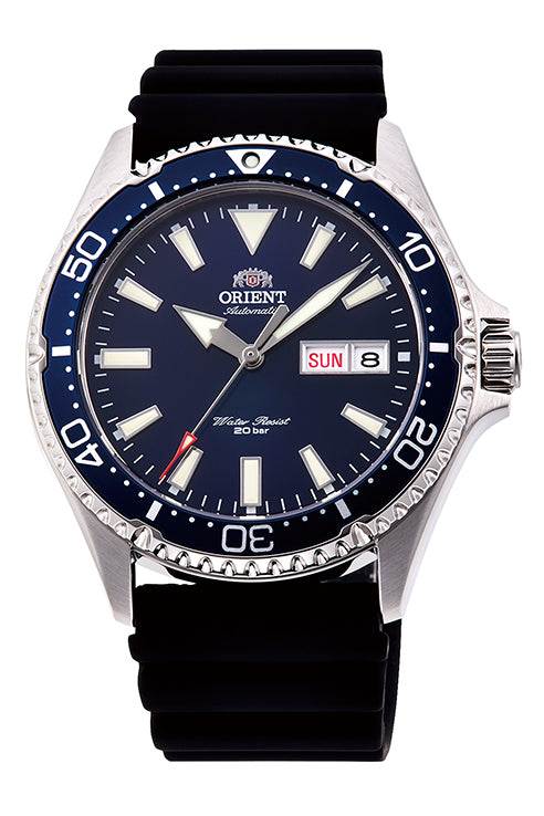 Orient Mako III Mechanical Watch (42mm) Blue Dial / Black Silicone RA-Embark on a timeless journey with Orient, the Japanese watch brand established in 1950, renowned for delivering high-quality and accessible timepieces imbued with en