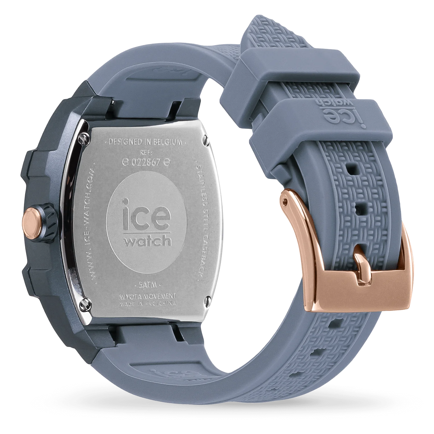 Horizon blue ladies watch with rose gold-plated aluminum case and blue silicone strap, ICE Boliday 022867 model.