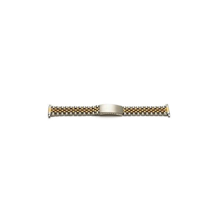 Jubilee style metal watch bracelet in bi-colour finish with telescopic ends.