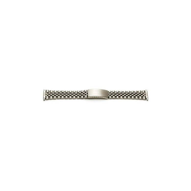 Jubilee Style Metal Watch Bracelet in silver finish with telescopic ends for easy attachment, suitable for various sizes.