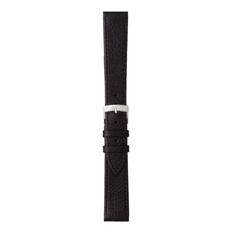 Morellato Dublino llama grain calf leather watch strap with silver buckle, flat profile, and tonal stitching.