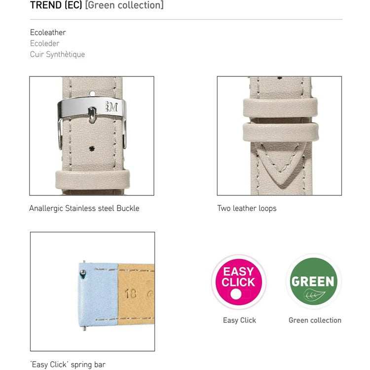 Morellato Trend Nappa Grain Vegan Leather Strap with Easy Click spring bars, featuring neutral vegan-friendly design and tonal stitching.