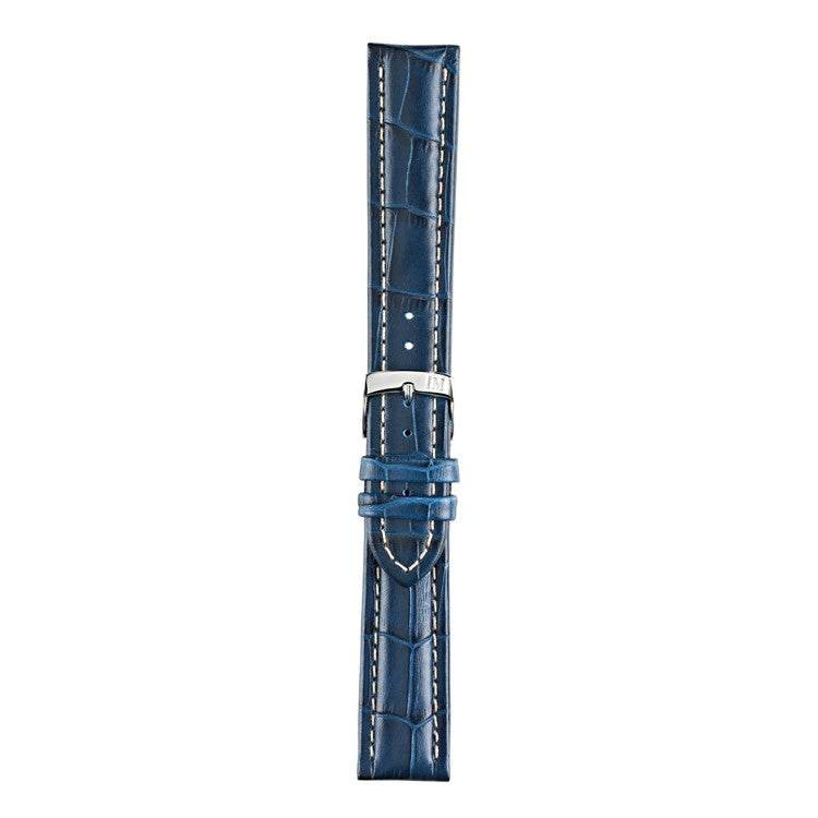 Morellato Plus Alligator Grain Calf Leather Strap with cream contrast stitching and nubuck lining.