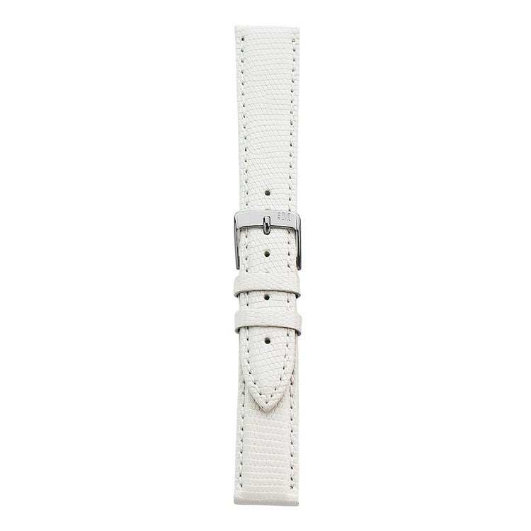 Morellato Violino genuine lizard watch strap in white with lightly padded profile and stitched edges.