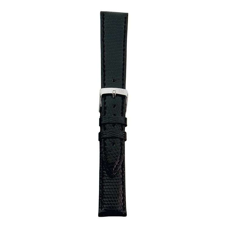 Morellato Violino Genuine Lizard Watch Strap in black, handcrafted luxury strap with a padded profile and stitched edges.