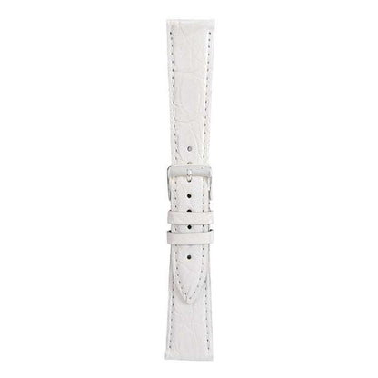 Luxury Morellato Tracy genuine crocodile watch strap in white, featuring expertly stitched edges and padded structure.
