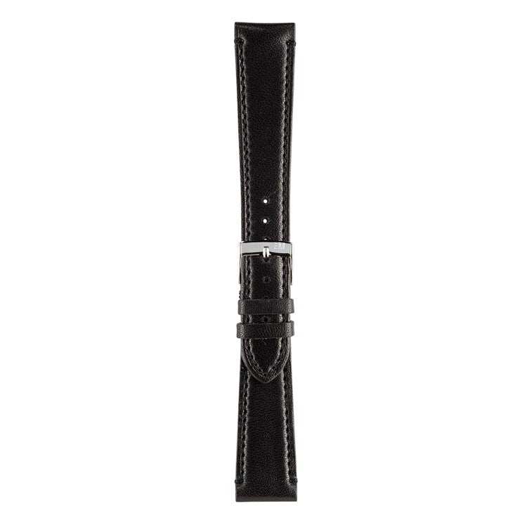Handmade soft lambskin leather watch strap with matte finish and overstitching.