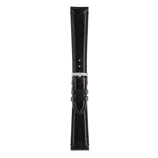 Handmade soft lambskin leather watch strap with matte finish and overstitching.