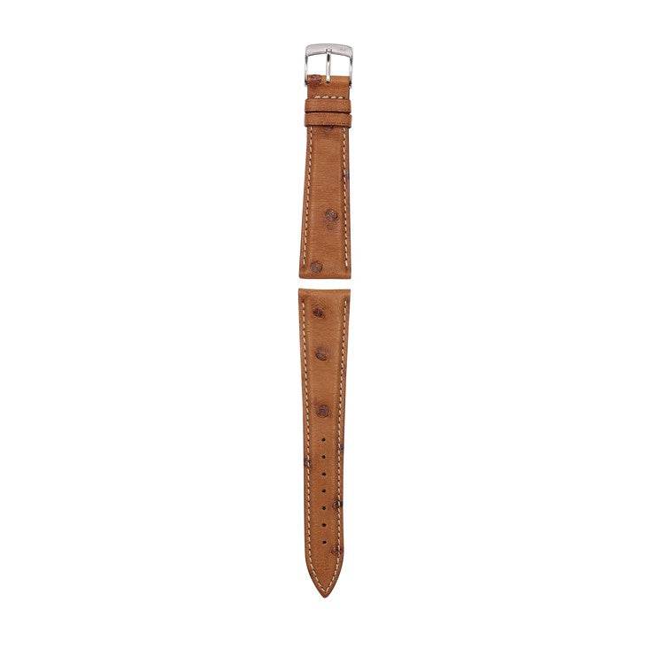 Morellato Jaeger genuine ostrich leather watch strap with natural spotty pattern, Italian craftsmanship.