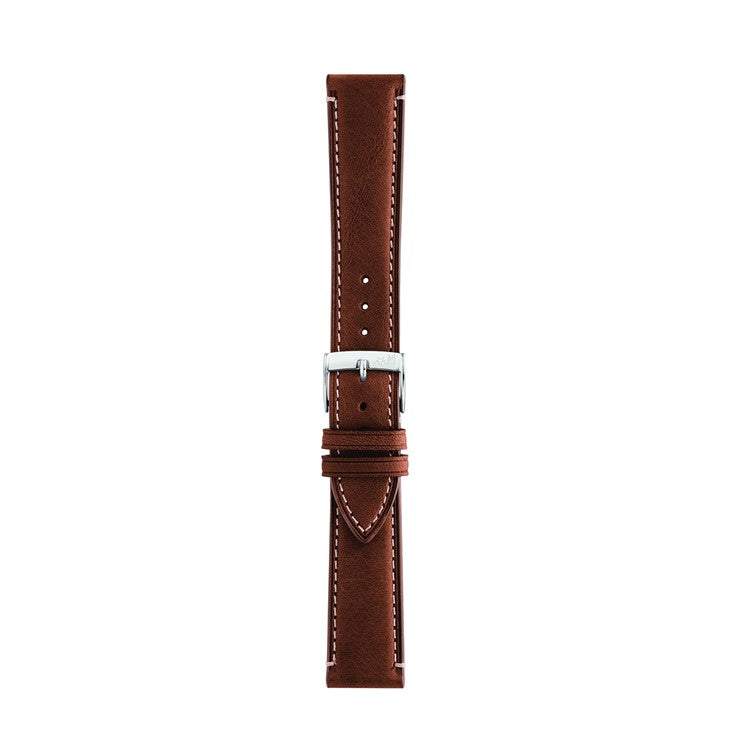 Morellato El Greco rustic calfskin leather strap with cream stitching.