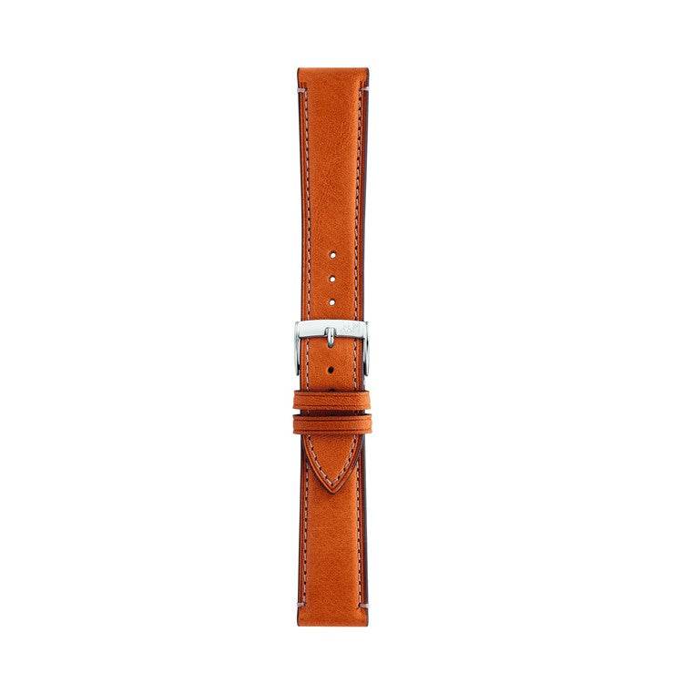 Morellato El Greco rustic calfskin leather watch strap with cream stitching, vintage and modern style.