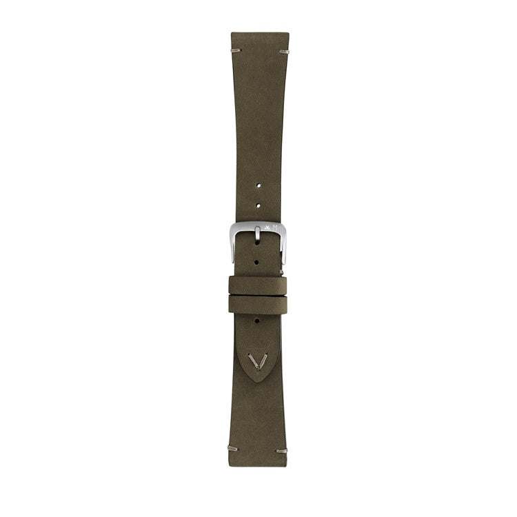 Morellato POLLOCK vintage calfskin leather watch strap with chevron detail and lug overstitching.