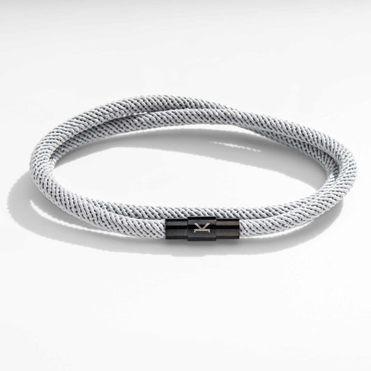 Double wrap rope bracelet with black clasp.