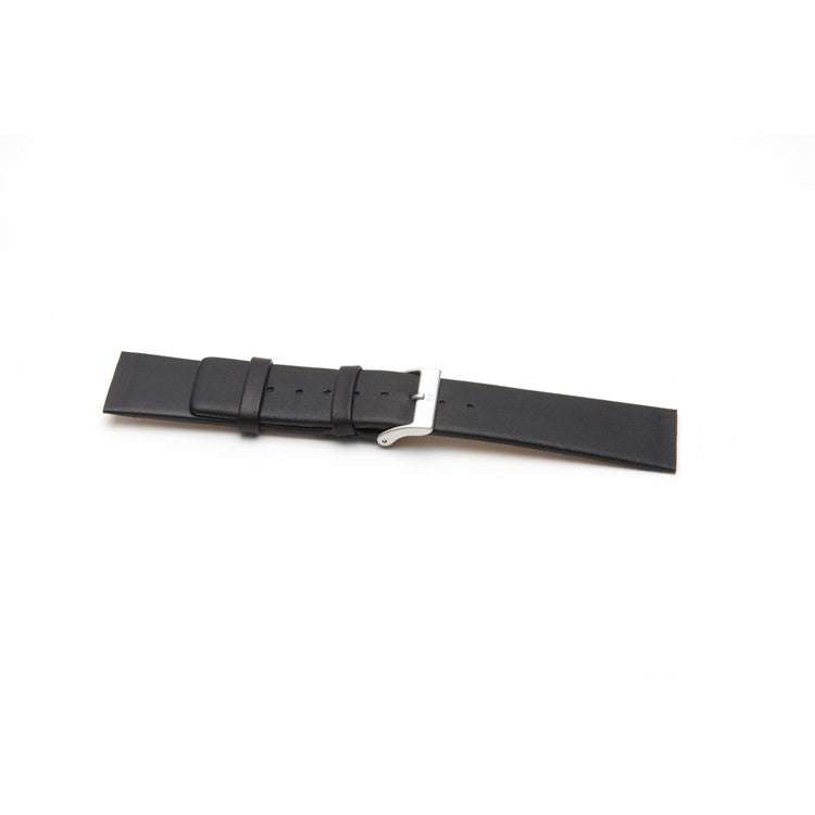 SKAGEN LEATHER BAND 233XXLSLC, sleek black watch strap with silver buckle.