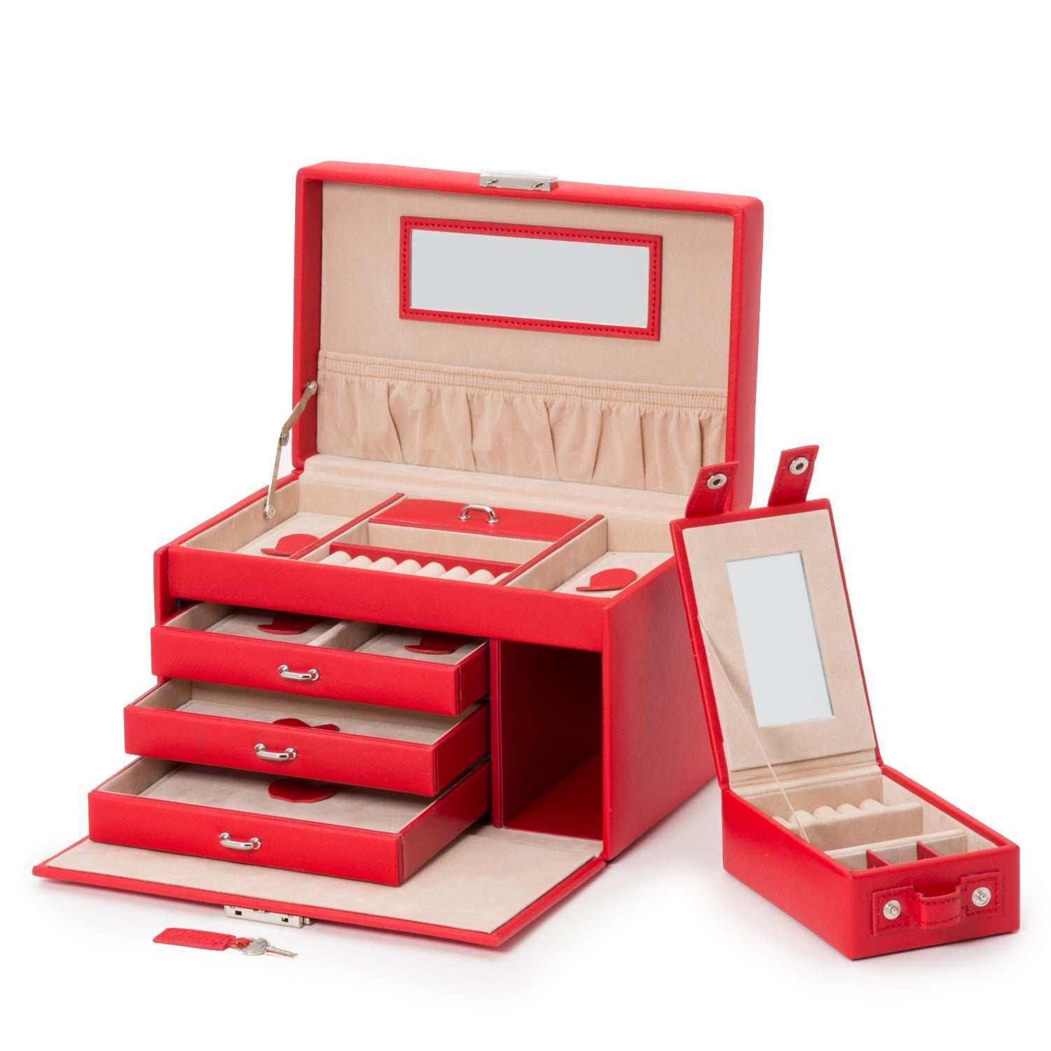 Watch Avenue UKJewellery BoxWolf Heritage Small Jewellery Box Red Saffiano 280014Watch Avenue UK