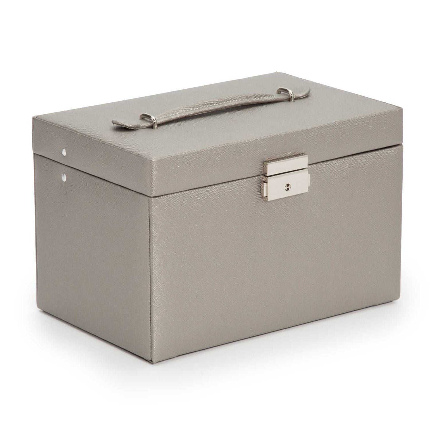 Watch Avenue UKJewellery BoxWolf Heritage Small Jewellery Box Pewter Saffiano 280034Watch Avenue UK