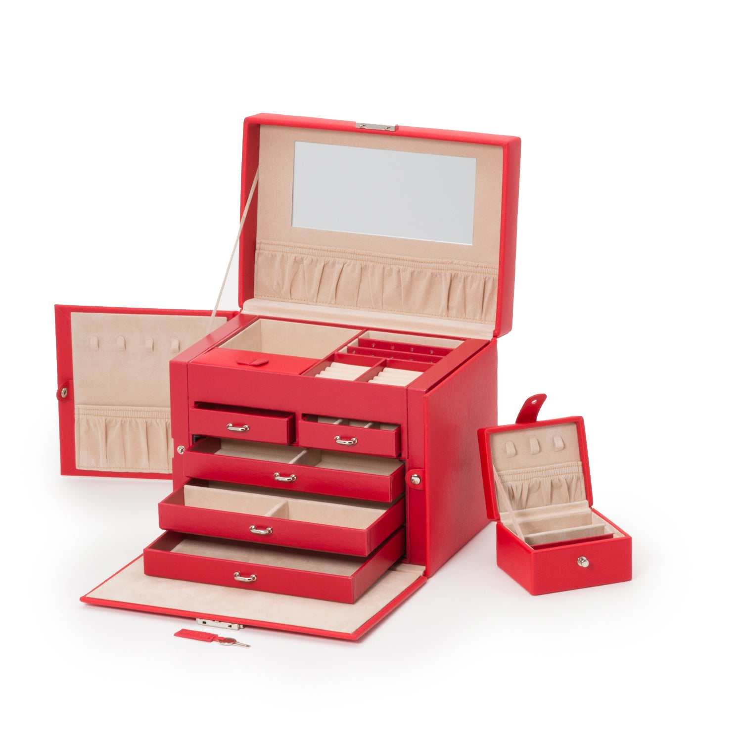 Watch Avenue UKJewellery BoxWolf Heritage Medium Jewellery Box Red Saffiano 280114Watch Avenue UK