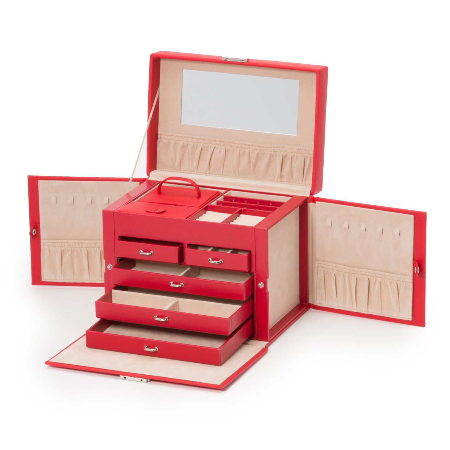 Watch Avenue UKJewellery BoxWolf Heritage Medium Jewellery Box Red Saffiano 280114Watch Avenue UK